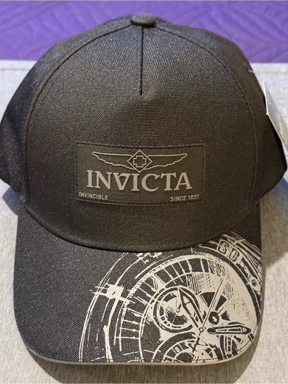 Invicta Black Men’s Logo Baseball Cap with Printed Brim